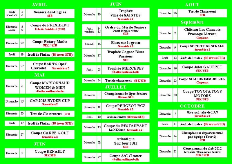 Calendrier 2012